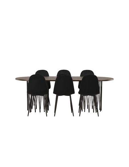 Matgrupp Stone med Polar matstolar, 220 × 100 cm