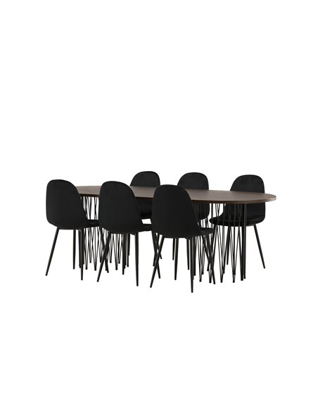 Matgrupp Stone med Polar matstolar, 220 × 100 cm