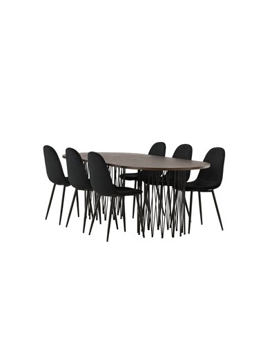 Matgrupp Stone med Polar matstolar, 220 × 100 cm