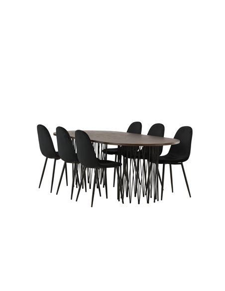 Matgrupp Stone med Polar matstolar, 220 × 100 cm
