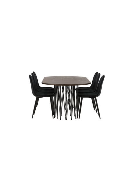 Matgrupp Stone med Polar matstolar, 220 × 100 cm