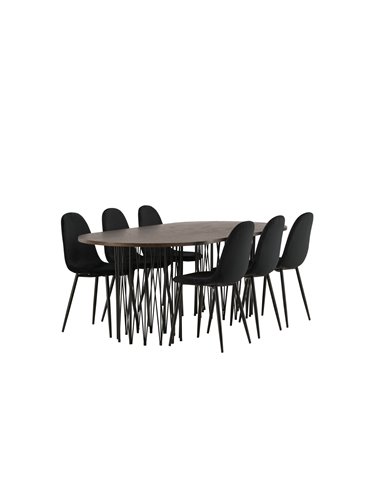 Matgrupp Stone med Polar matstolar, 220 × 100 cm
