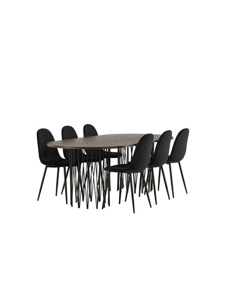 Matgrupp Stone med Polar matstolar, 220 × 100 cm