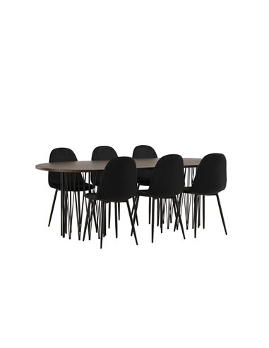 Matgrupp Stone med Polar matstolar, 220 × 100 cm