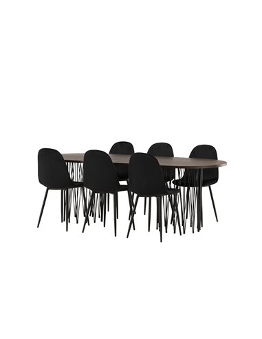 Matgrupp Stone med Polar matstolar, 220 × 100 cm