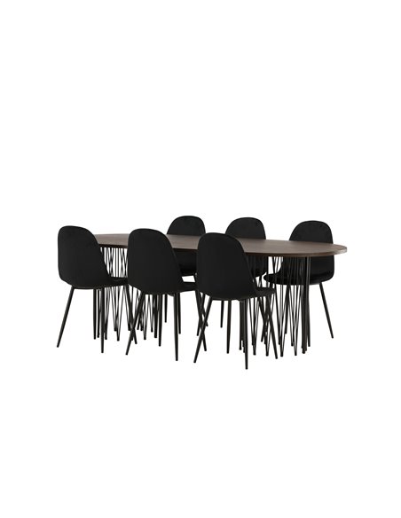 Matgrupp Stone med Polar matstolar, 220 × 100 cm