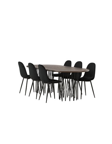 Matgrupp Stone med Polar matstolar, 220 × 100 cm