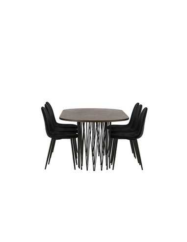 Matgrupp Stone med Polar matstolar, 220 × 100 cm