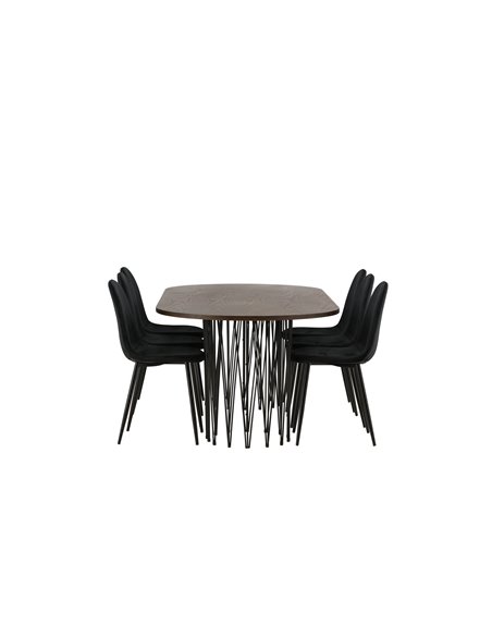Matgrupp Stone med Polar matstolar, 220 × 100 cm