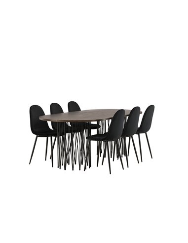 Matgrupp Stone med Polar matstolar, 220 × 100 cm