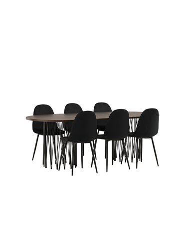 Matgrupp Stone med Polar matstolar, 220 × 100 cm