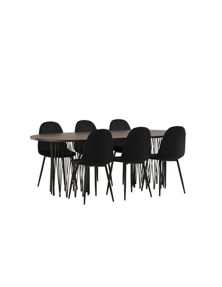 Matgrupp Stone med Polar matstolar, 220 × 100 cm