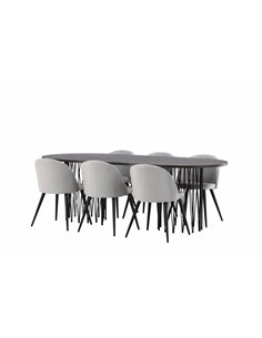 Matgrupp Stone med Velvet matstolar, 220 × 100 cm 2