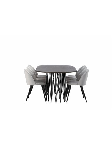 Matgrupp Stone med Velvet matstolar, 220 × 100 cm