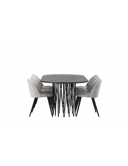 Matgrupp Stone med Velvet matstolar, 220 × 100 cm