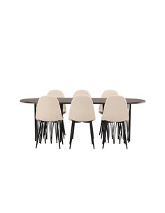 Matgrupp Stone med Polar matstolar, 220 × 100 cm