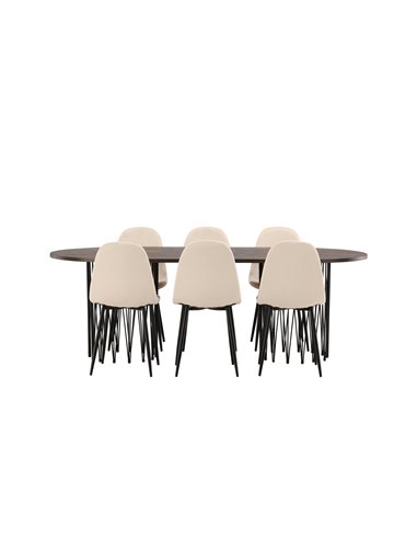 Matgrupp Stone med Polar matstolar, 220 × 100 cm
