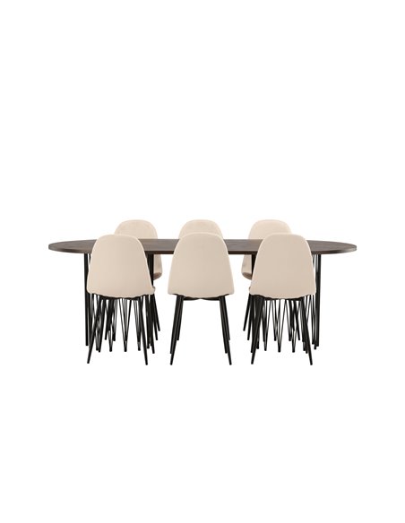 Matgrupp Stone med Polar matstolar, 220 × 100 cm