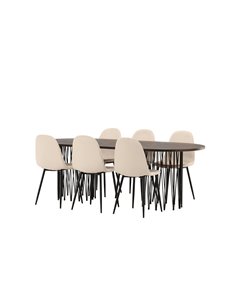 Matgrupp Stone med Polar matstolar, 220 × 100 cm 2