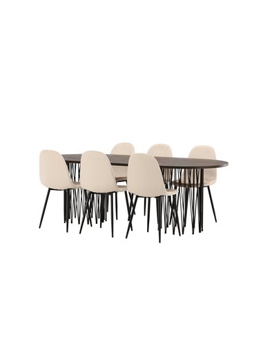 Matgrupp Stone med Polar matstolar, 220 × 100 cm