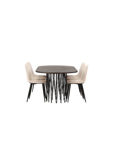 Matgrupp Stone med Polar matstolar, 220 × 100 cm