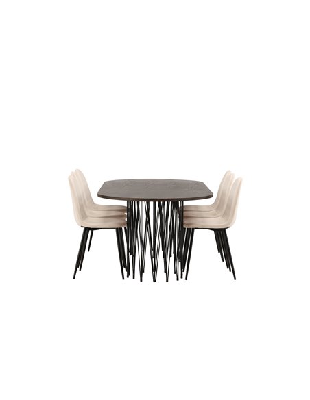 Matgrupp Stone med Polar matstolar, 220 × 100 cm