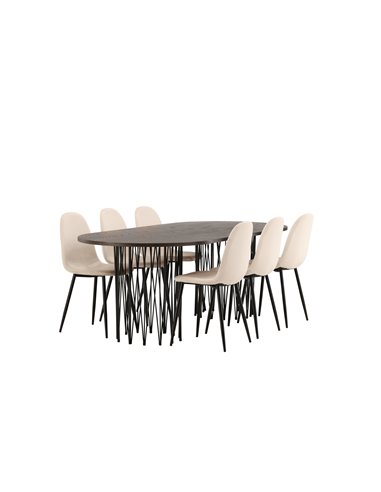 Matgrupp Stone med Polar matstolar, 220 × 100 cm