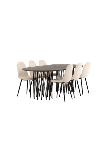 Matgrupp Stone med Polar matstolar, 220 × 100 cm