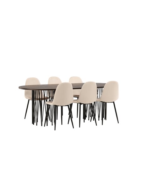Matgrupp Stone med Polar matstolar, 220 × 100 cm