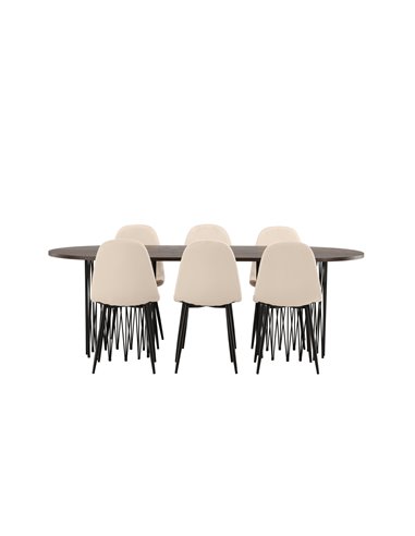 Matgrupp Stone med Polar matstolar, 220 × 100 cm