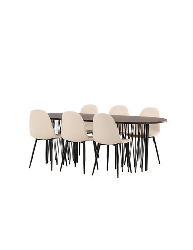 Matgrupp Stone med Polar matstolar, 220 × 100 cm
