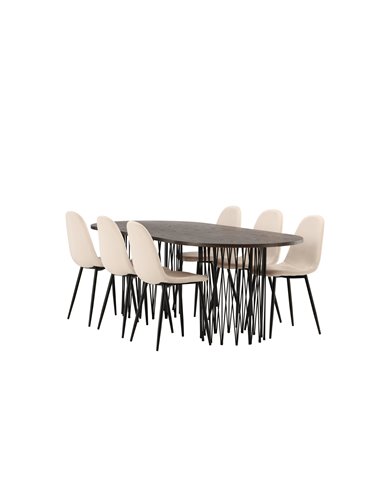 Matgrupp Stone med Polar matstolar, 220 × 100 cm