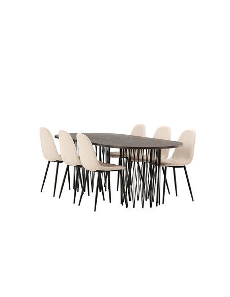 Matgrupp Stone med Polar matstolar, 220 × 100 cm