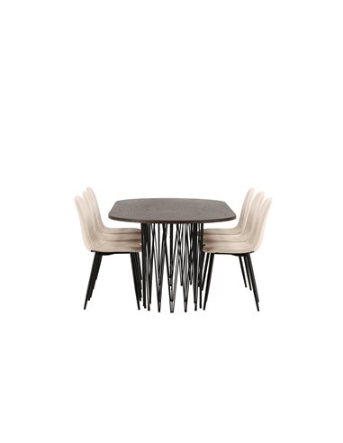 Matgrupp Stone med Polar matstolar, 220 × 100 cm