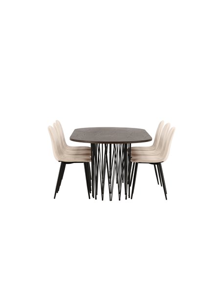 Matgrupp Stone med Polar matstolar, 220 × 100 cm