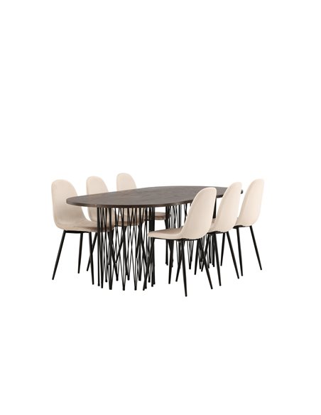 Matgrupp Stone med Polar matstolar, 220 × 100 cm