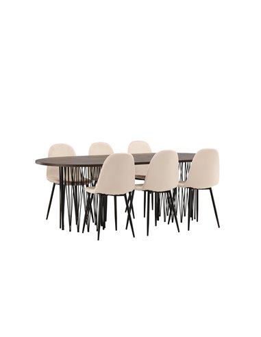 Matgrupp Stone med Polar matstolar, 220 × 100 cm