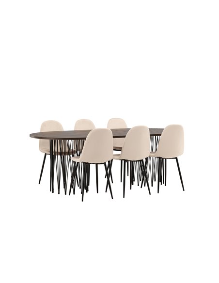 Matgrupp Stone med Polar matstolar, 220 × 100 cm