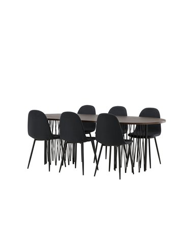 Matgrupp Stone med Polar matstolar, 220 × 100 cm