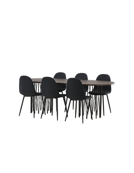 Matgrupp Stone med Polar matstolar, 220 × 100 cm