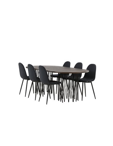 Matgrupp Stone med Polar matstolar, 220 × 100 cm