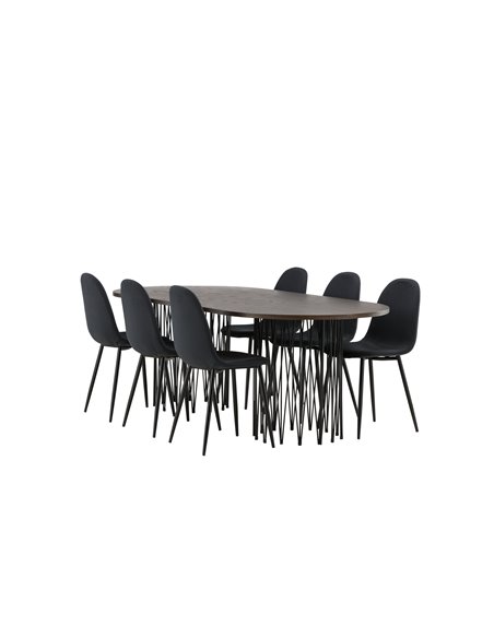 Matgrupp Stone med Polar matstolar, 220 × 100 cm
