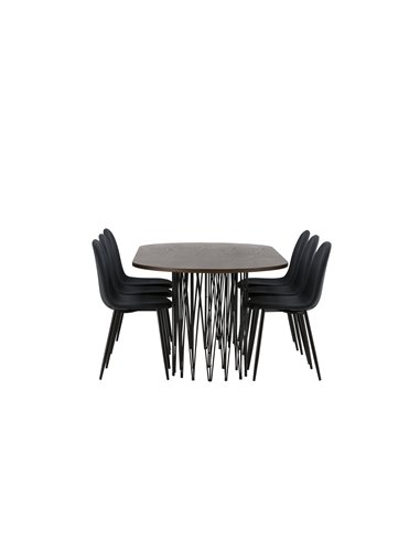 Matgrupp Stone med Polar matstolar, 220 × 100 cm