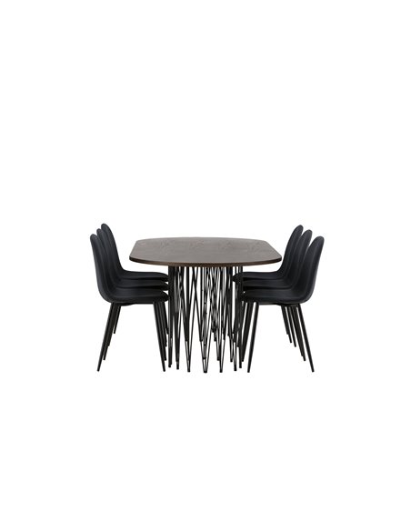 Matgrupp Stone med Polar matstolar, 220 × 100 cm