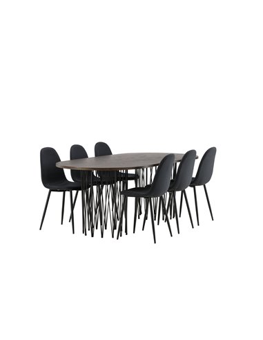Matgrupp Stone med Polar matstolar, 220 × 100 cm