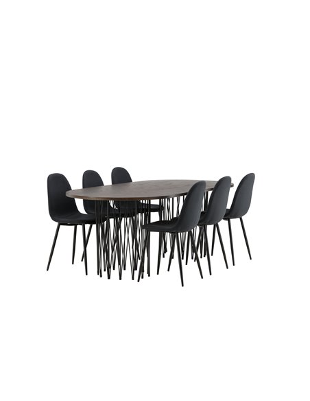 Matgrupp Stone med Polar matstolar, 220 × 100 cm