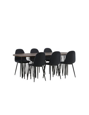 Matgrupp Stone med Polar matstolar, 220 × 100 cm