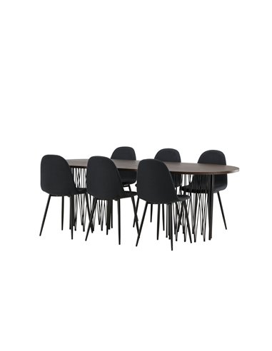 Matgrupp Stone med Polar matstolar, 220 × 100 cm
