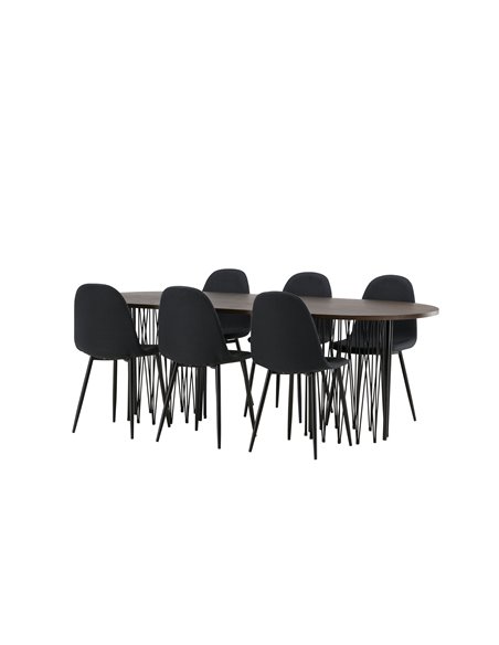 Matgrupp Stone med Polar matstolar, 220 × 100 cm