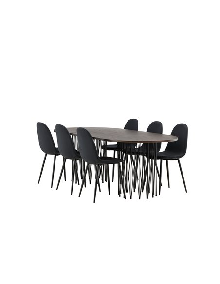 Matgrupp Stone med Polar matstolar, 220 × 100 cm
